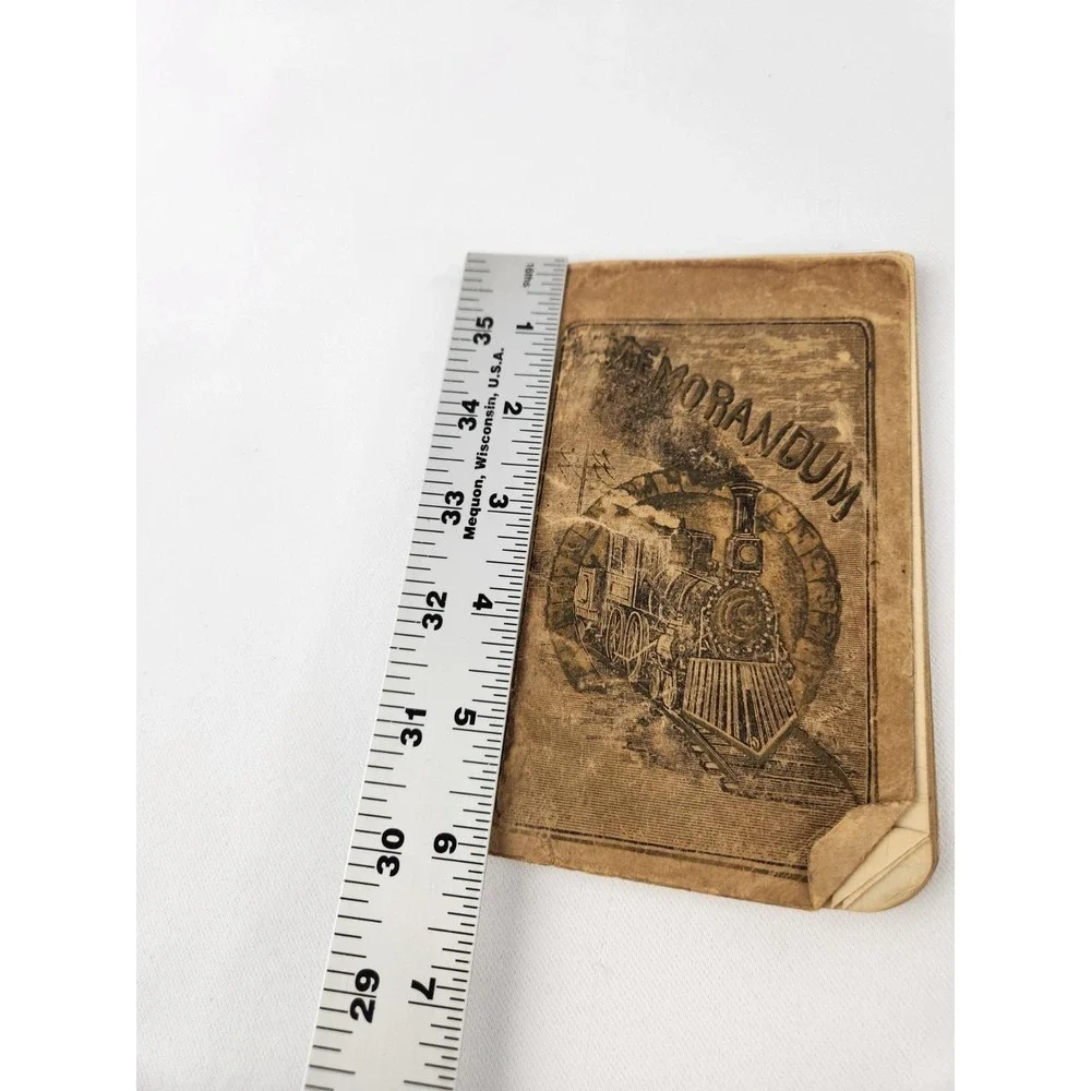 Antique Train memorandum Blank notebook Steam Engine Logbook Conductor Notes Vtg